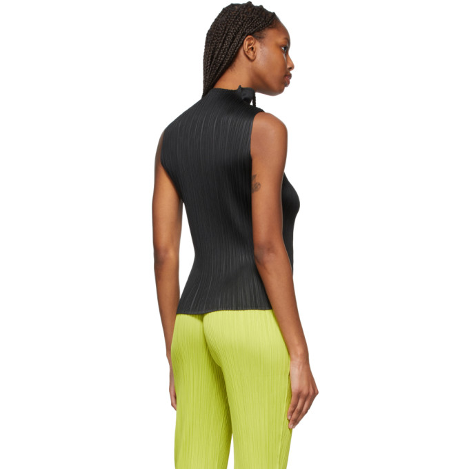 PLEATS PLEASE ISSEY MIYAKE BLACK BASICS SLEEVELESS TURTLENECK
