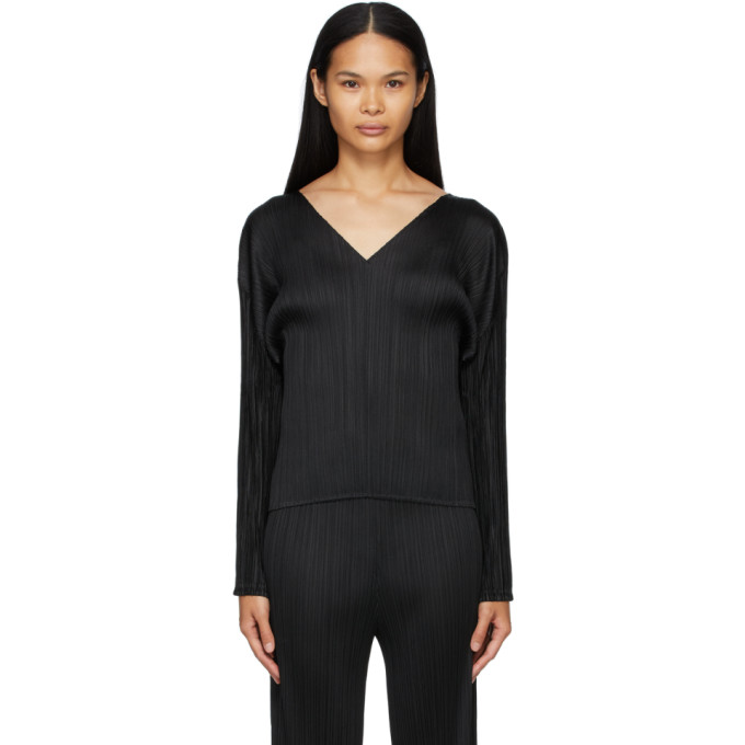 Pleats Please Issey Miyake Black Echo Blouse