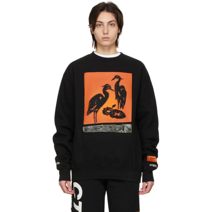 Heron Preston Black and Orange Nightshift Sweatshirt