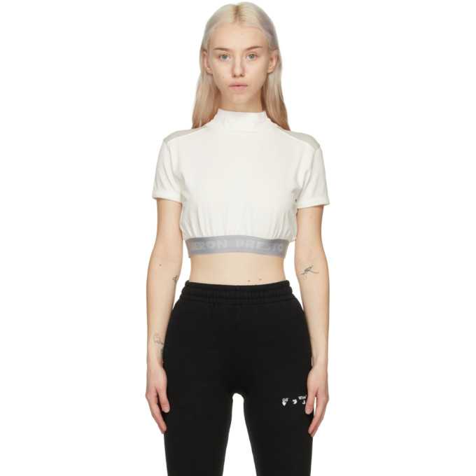 Heron Preston White and Grey Style Crop T-Shirt