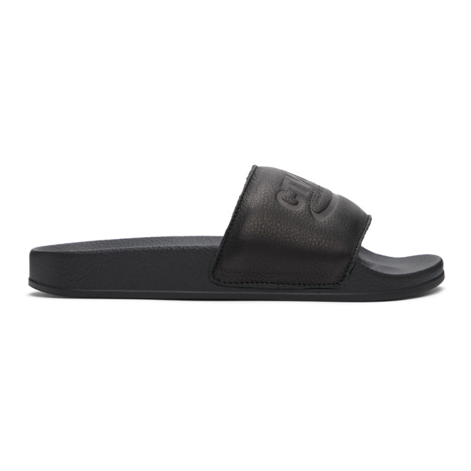 Heron Preston Black Logo Debossed Slides