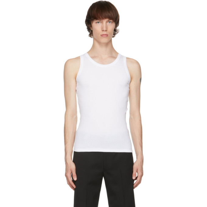 ALEXANDER MCQUEEN WHITE RIBBED TANK TOP