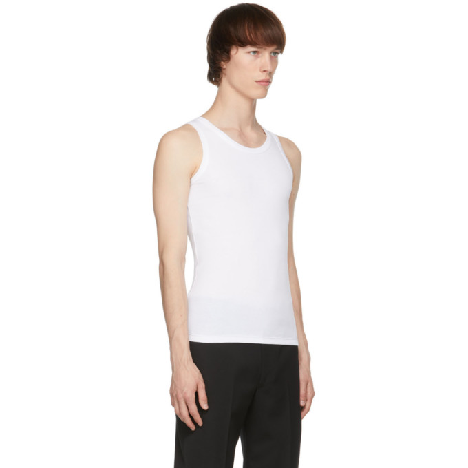 ALEXANDER MCQUEEN WHITE RIBBED TANK TOP