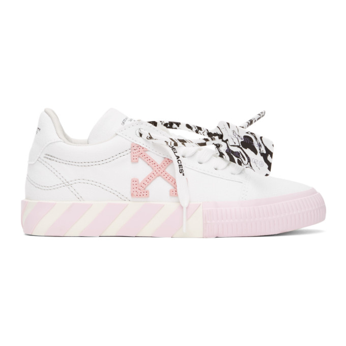 OFF-WHITE WHITE & PINK VULCANIZED LOW SNEAKERS