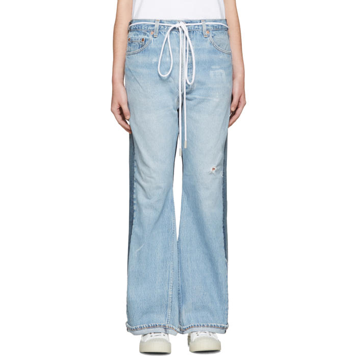 001 Levis Made and Crafted c-o Off-White SSENSE Exclusive Indigo Arrow Straight Join Jeans
