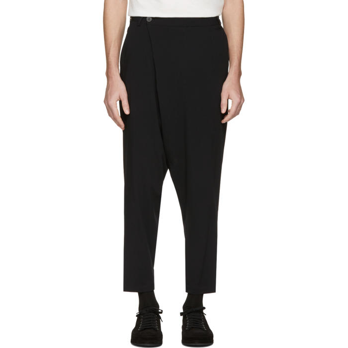 Isabel Benenato Black Wrap Front Trousers