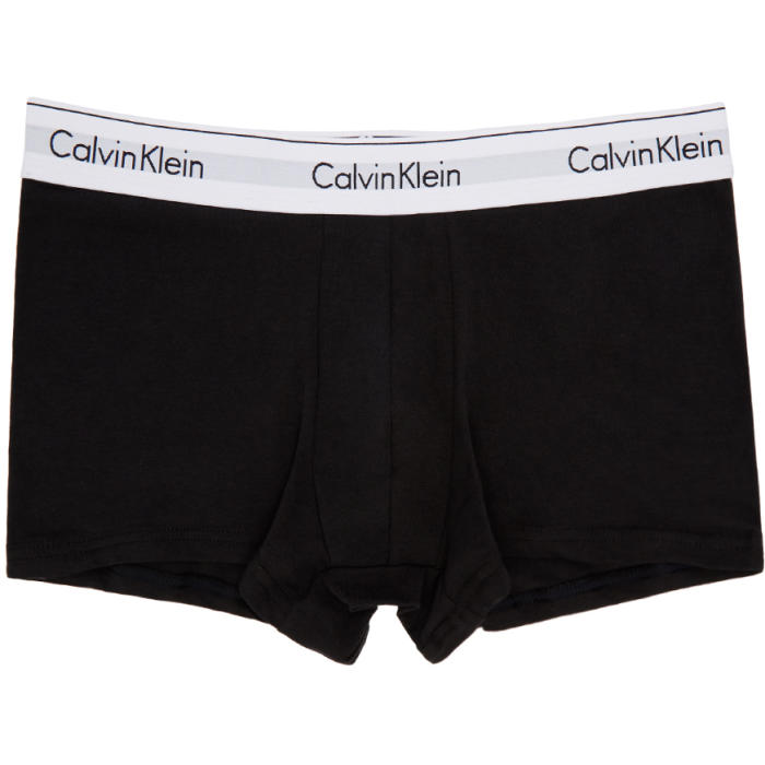 CALVIN KLEIN UNDERWEAR CALVIN KLEIN UNDERWEAR TWO-PACK BLACK LOW-RISE TRUNK BOXER BRIEFS,NB1086G