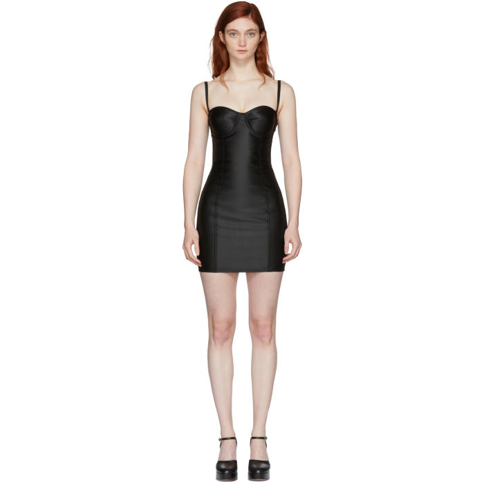 DOLCE & GABBANA DOLCE AND GABBANA BLACK SATEEN BUSTIER DRESS,F66I2T G9826