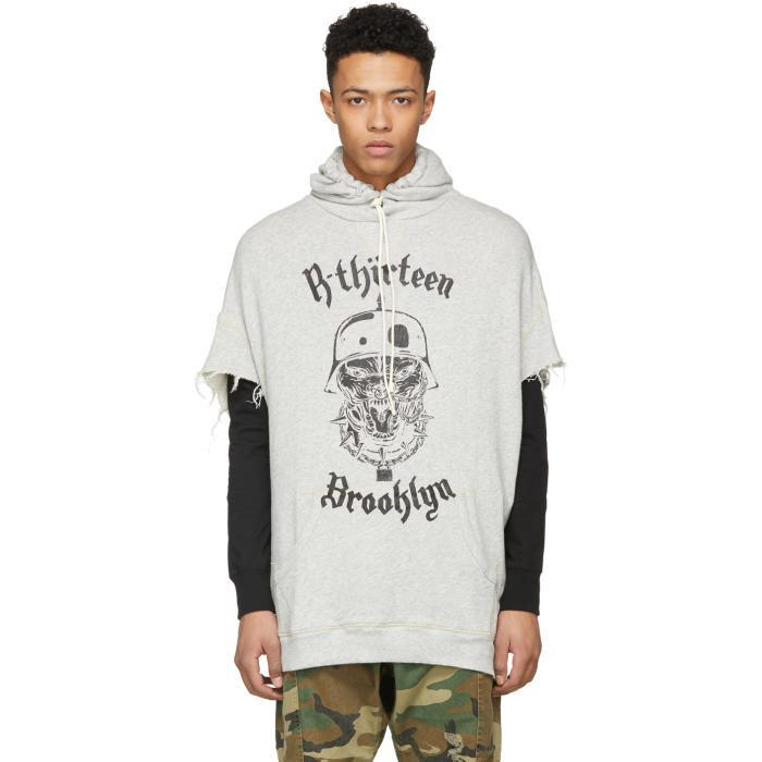 R13 Grey Beast Cut-Off Hoodie от Ssense WW