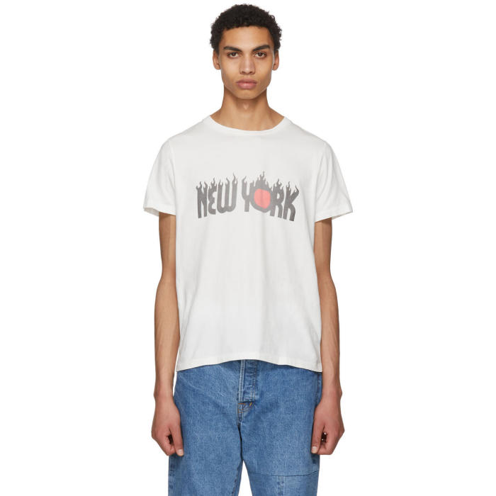 Remi Relief Off-White New York Fire Long Wash Finish T-Shirt от Ssense WW