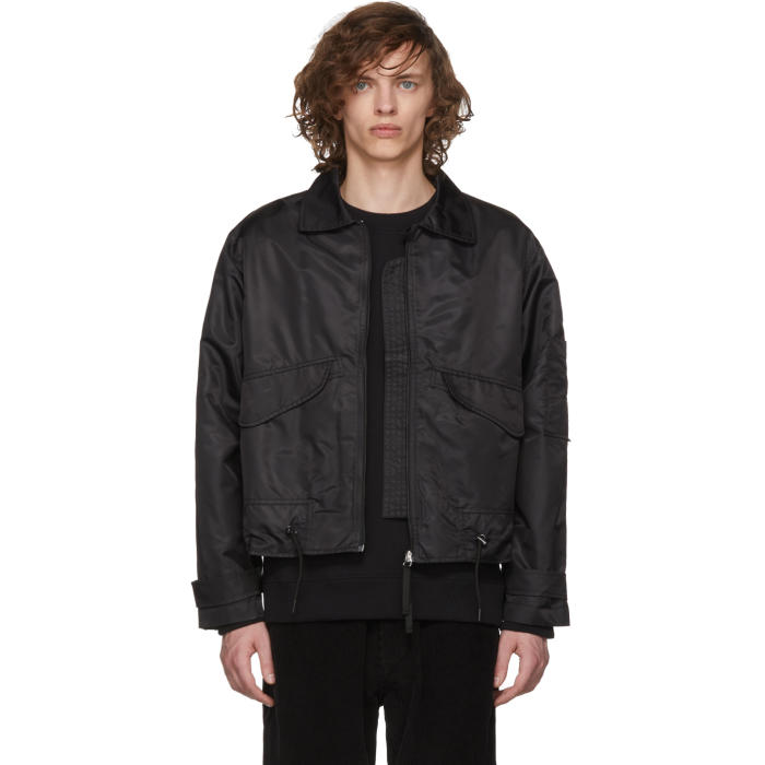 LHOMME ROUGE LHOMME ROUGE BLACK CLERK BOMBER JACKET,160034 CLERK BOMBER