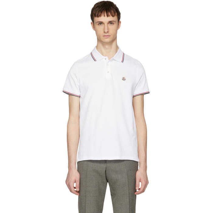 Moncler White Logo Polo  от Ssense WW