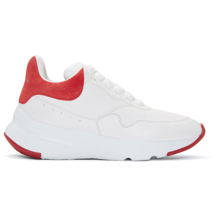 ALEXANDER MCQUEEN ALEXANDER MCQUEEN WHITE AND RED PLATFORM RUNNING SNEAKERS,520014WHRUB