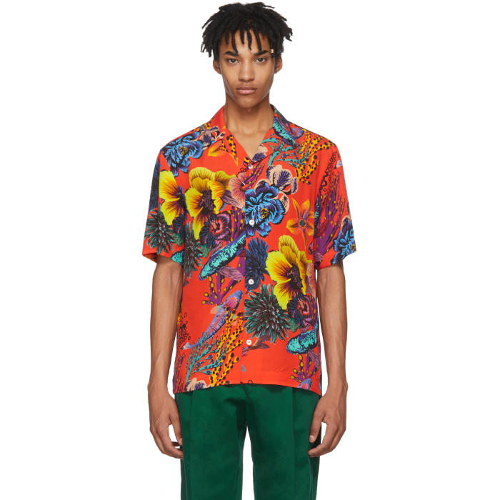 PAUL SMITH PAUL SMITH RED HAWAIIAN PRINT SHIRT,PUXC083SD40P