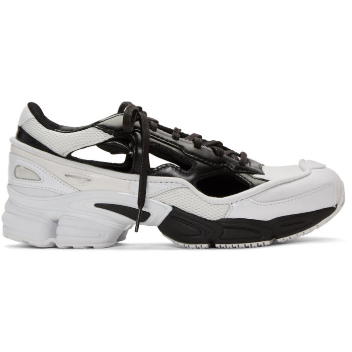 RAF SIMONS RAF SIMONS BLACK AND WHITE ADIDAS ORIGINALS EDITION OZWEEGO REPLICANT SNEAKERS,BB7988