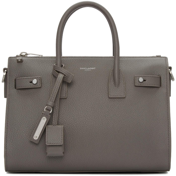 SAINT LAURENT SAINT LAURENT GREY BABY SAC DE JOUR TOTE,491715 DTI0E