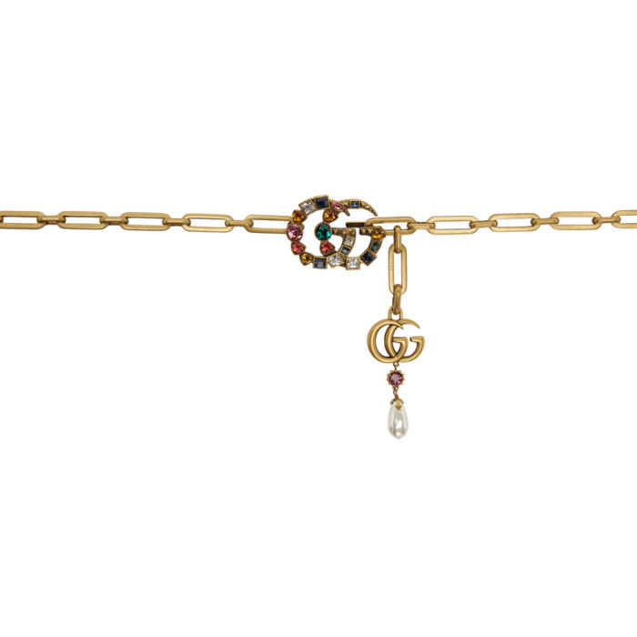 GUCCI GUCCI GOLD CRYSTAL GG CHAIN BELT,519772 IAART