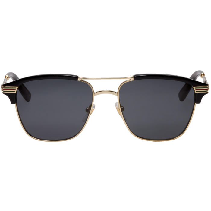 GUCCI GUCCI GOLD AND BLACK RETRO CRUISE SUNGLASSES,GG0241S