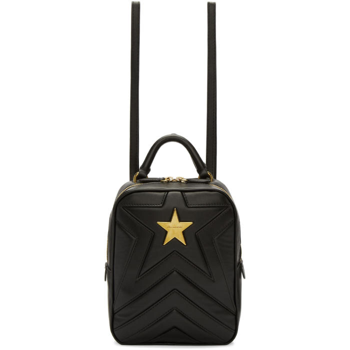 STELLA MCCARTNEY STELLA MCCARTNEY BLACK SMALL QUILTED STAR BACKPACK,513872W8214