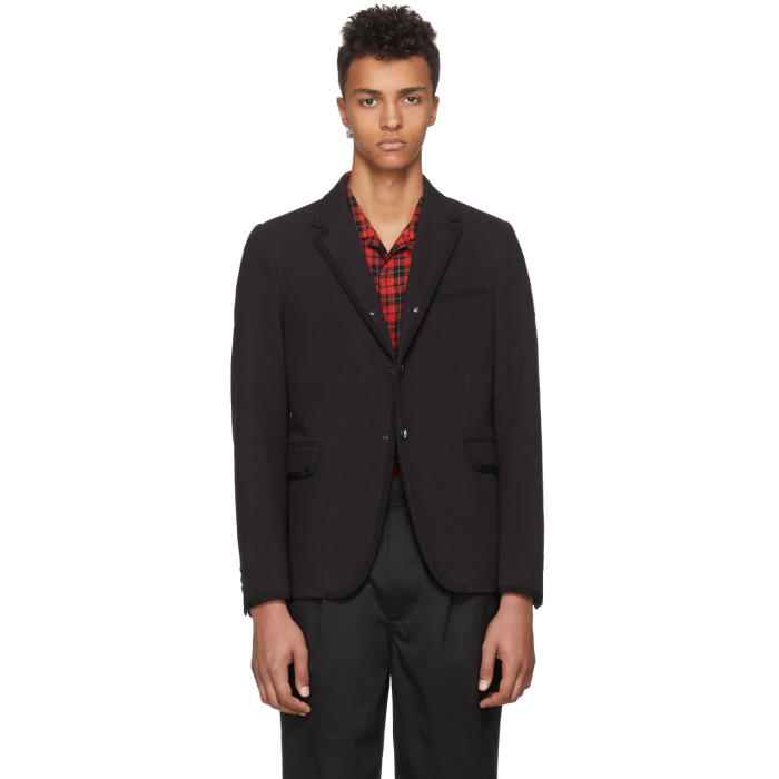 MONCLER Black Seersucker Blazer,30009 60 26531