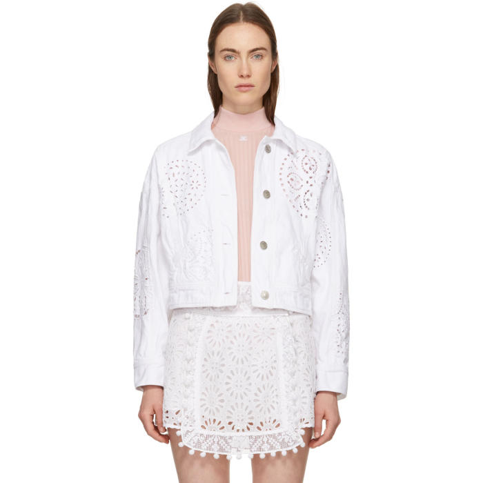 ISABEL MARANT ISABEL MARANT WHITE DENIM EMBROIDERED RENA JACKET,18EVE0746-18E054I