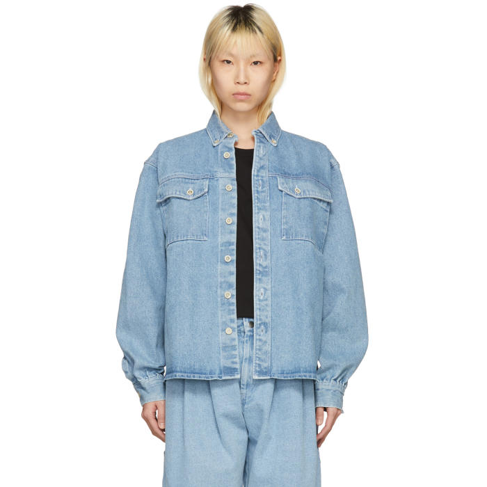 GOSHA RUBCHINSKIY GOSHA RUBCHINSKIY BLUE BLEACHED DENIM SHIRT,G012B002