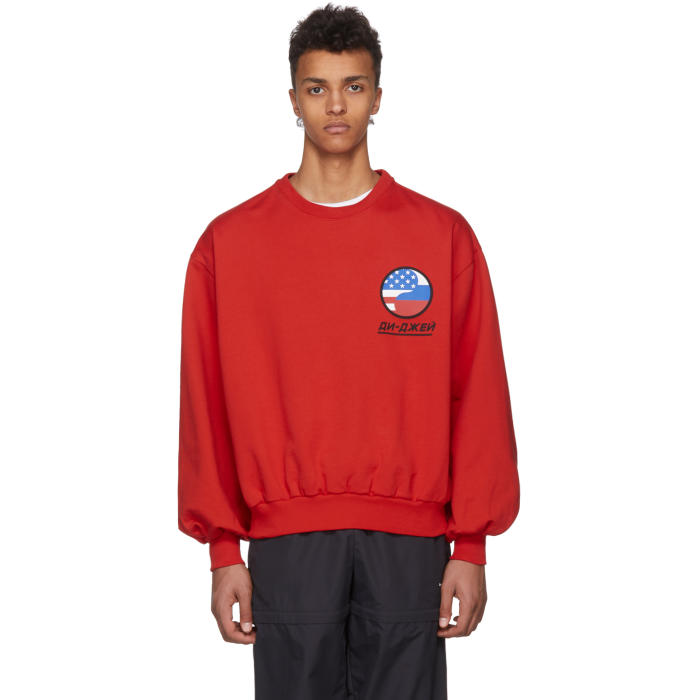 GOSHA RUBCHINSKIY GOSHA RUBCHINSKIY RED DJ SWEATSHIRT,G012T015