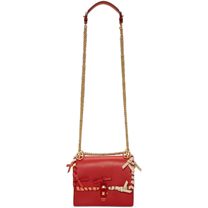FENDI Red Small Whipstitch 'Kan I' Bag,8M0381 A31D