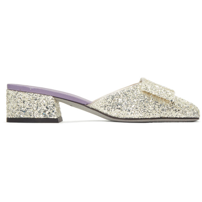 VICTORIA BECKHAM VICTORIA BECKHAM SILVER GLITTER HARPER SLIPPERS,SVB 49 MSS18