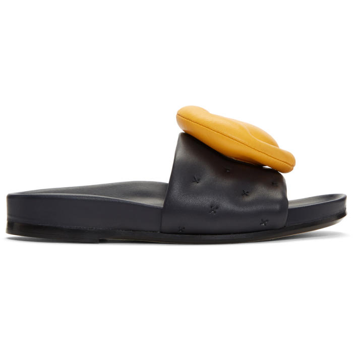 ANYA HINDMARCH ANYA HINDMARCH NAVY CHUBBY WINK SLIDES,SS180340