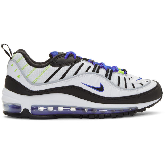 NIKE NIKE WHITE AND BLUE AIR MAX 98 SNEAKERS,640744