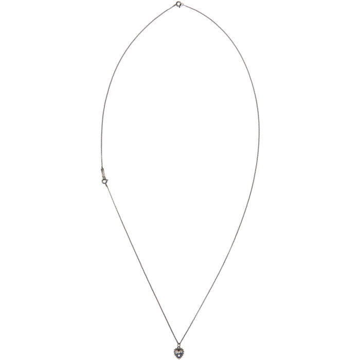 UGO CACCIATORI UGO CACCIATORI GUNMETAL AND SILVER FAT HEART NECKLACE,PN115 AGN