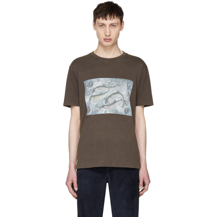 ACNE STUDIOS Grey Bemabe Fish Print T-Shirt,15M182-6L2101