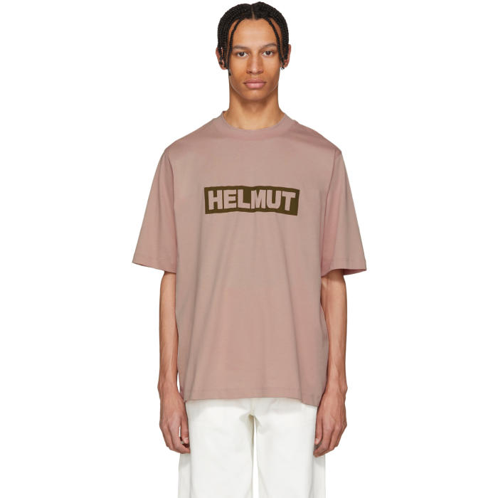 HELMUT LANG HELMUT LANG PINK TALL LOGO T-SHIRT,I04HM502