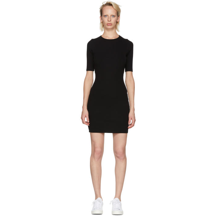 ALEXANDER WANG T ALEXANDERWANG.T BLACK RIB LOGO DRESS,4C286010E2