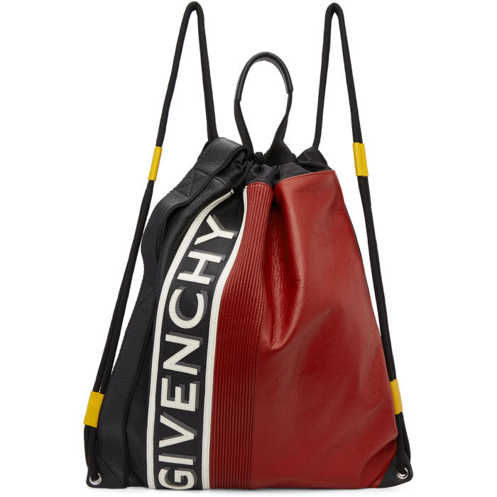 GIVENCHY GIVENCHY BLACK AND RED MC3 DRAWSTRING BACKPACK,BK502SK08X