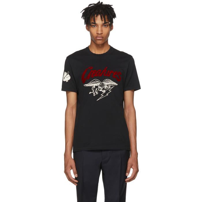 GIVENCHY GIVENCHY BLACK CREATURES JERSEY T-SHIRT,BM709Z3Y03