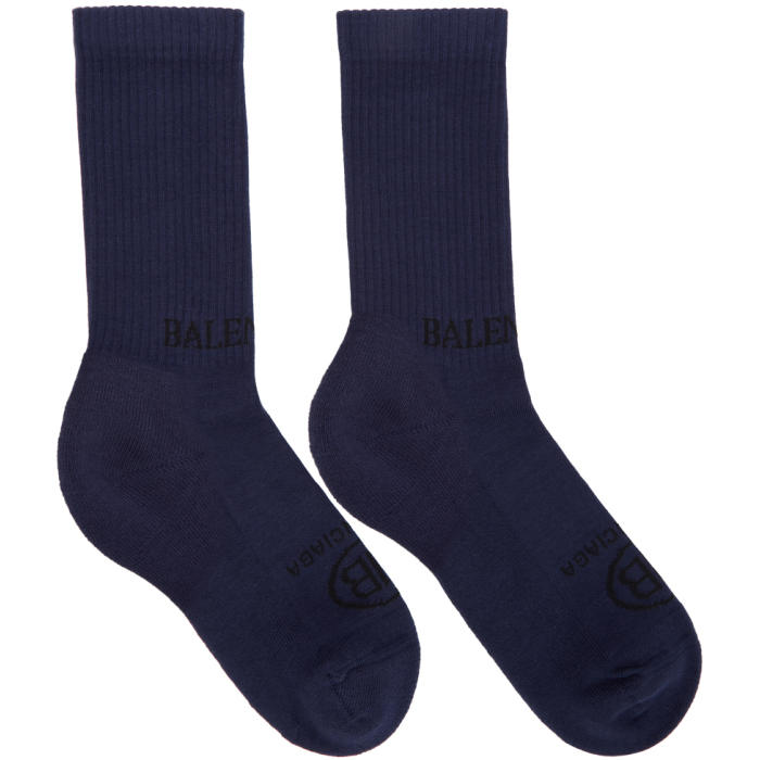 BALENCIAGA Blue Logo Socks,512476472B4