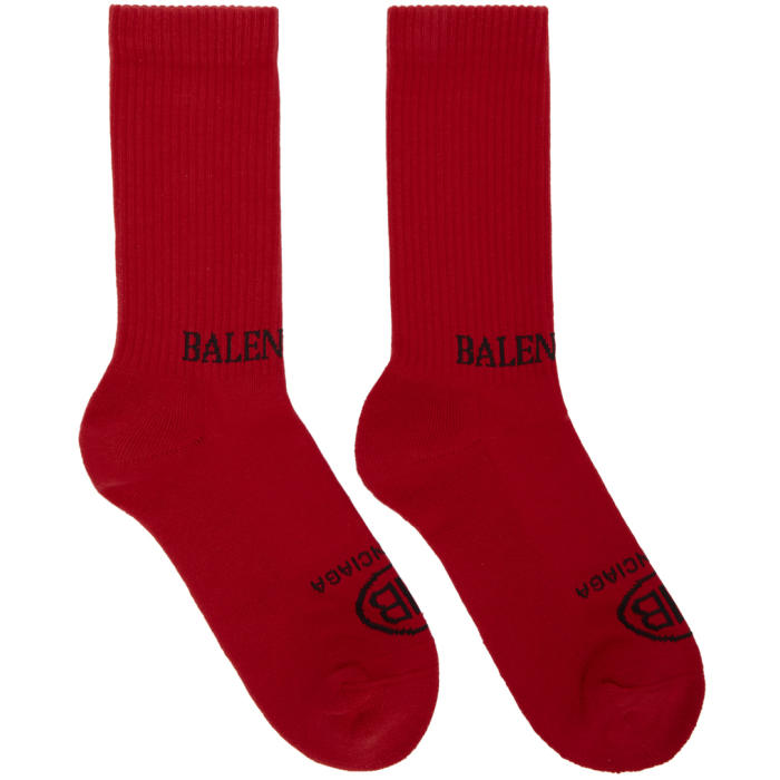 BALENCIAGA BALENCIAGA RED LOGO SOCKS,512476472B4