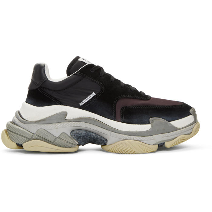 BALENCIAGA Black & Burgundy Triple S Trainers,514008W09S1