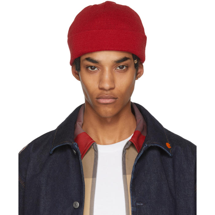 AMI ALEXANDRE MATTIUSSI AMI ALEXANDRE MATTIUSSI RED WOOL BEANIE,BSRK30.01