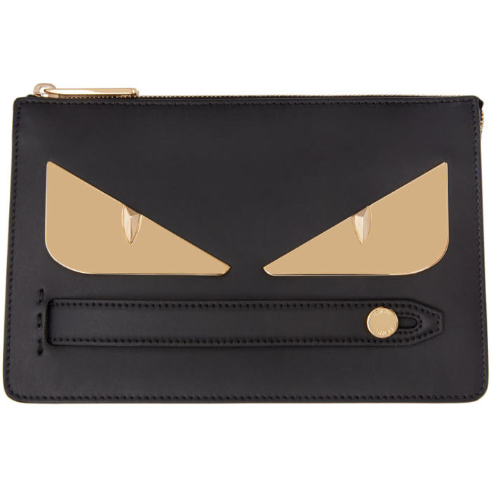 FENDI FENDI BLACK AND GOLD SMALL BAG BUGS POUCH,7VA350 A3D8