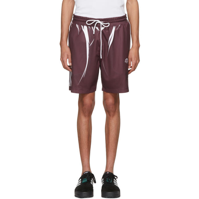 ADIDAS ORIGINALS BY ALEXANDER WANG Purple & White Drawcord Shorts,AW SHORTS