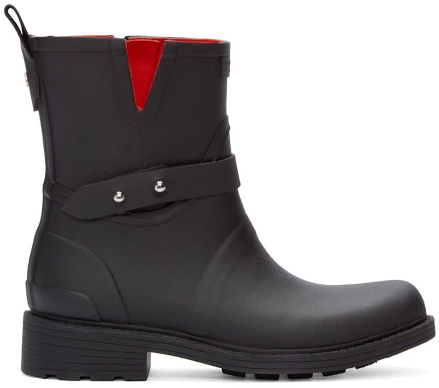 Rag and Bone Black Biker Rain Boots