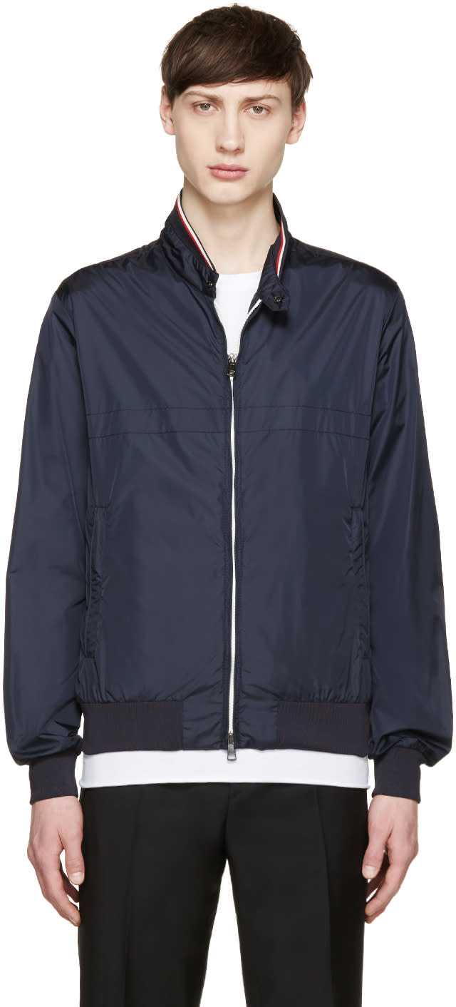 Moncler Navy Nylon Bomber Jacket