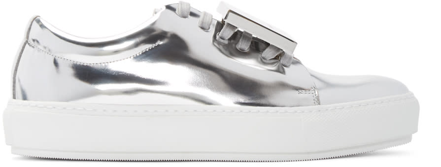 Acne Studios Silver Metallic Leather Adriana Sneakers