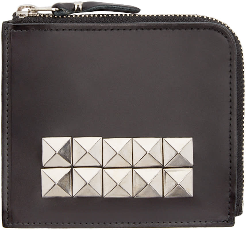 Comme Des Garcons Wallets Black Leather Studded Wallet