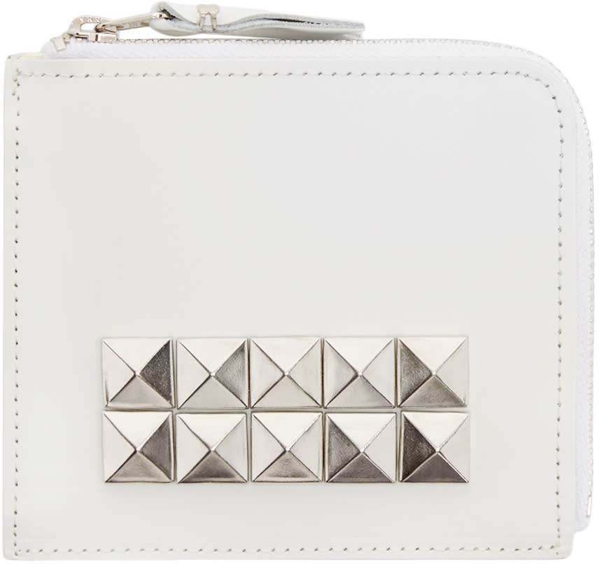 Comme Des Garcons Wallets White Leather Studded Wallet