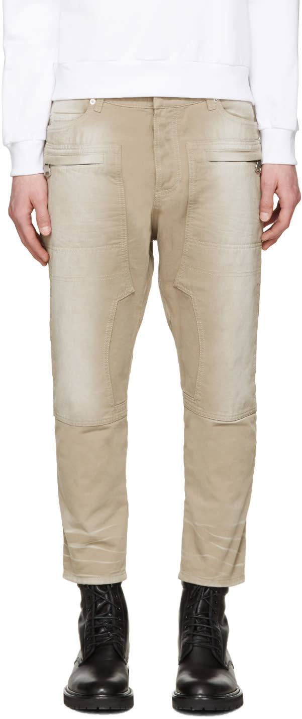 Balmain Tan Cropped Jeans