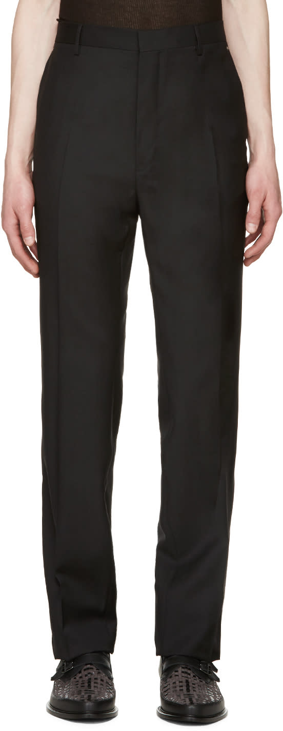 Lanvin Black Wool Topstitched Trousers